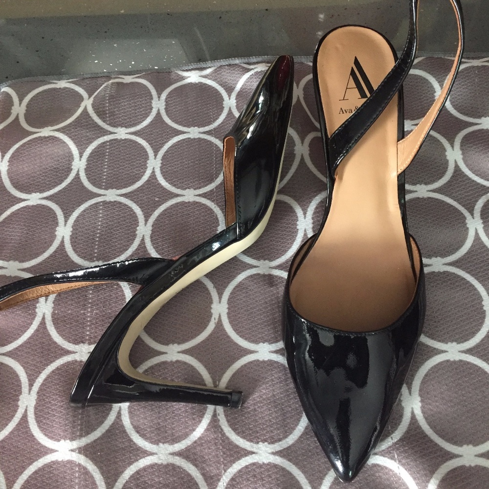 Ava & Aiden patent leather slingback pumps